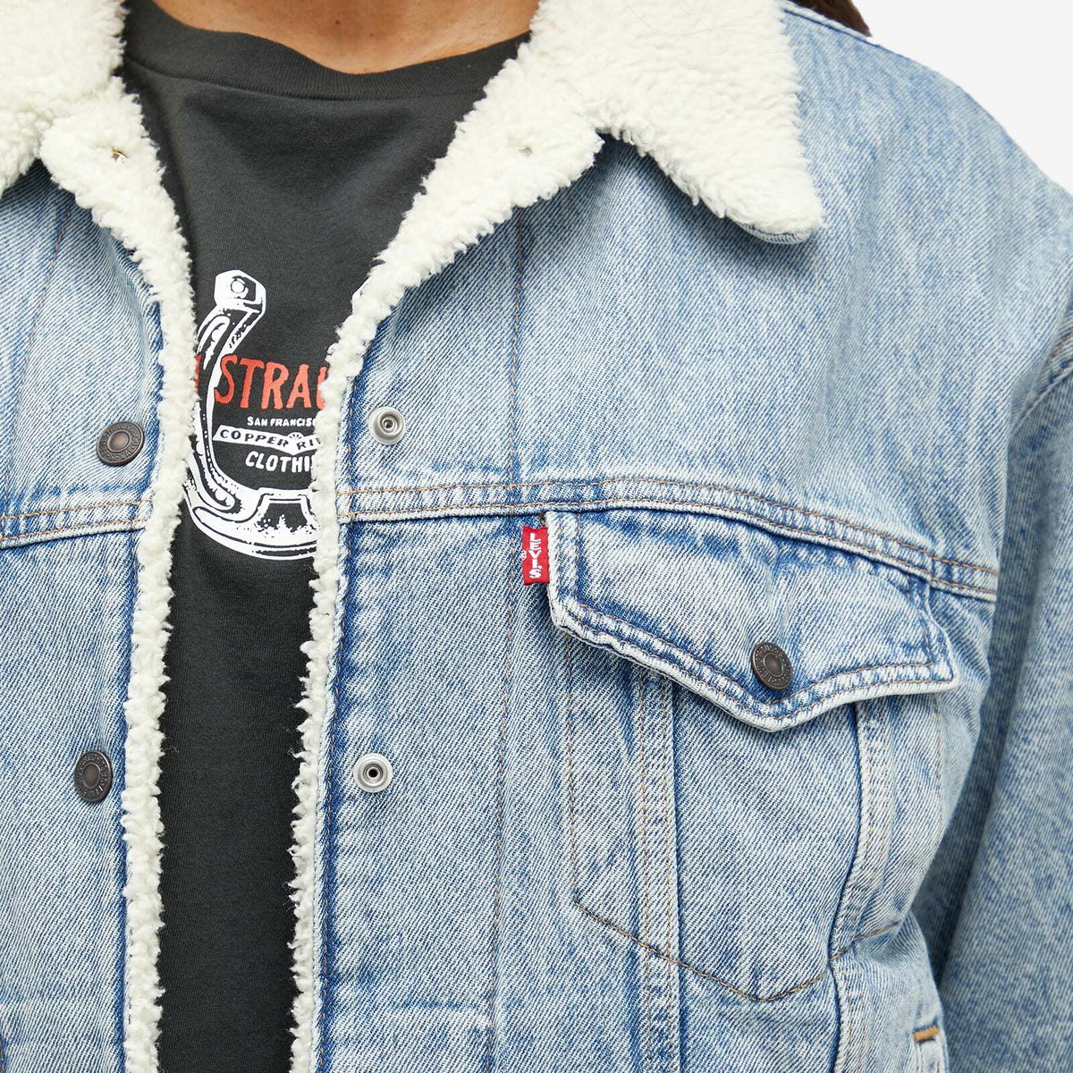 Levi's Women's Denim Sherpa Trucker Jacket in Blue