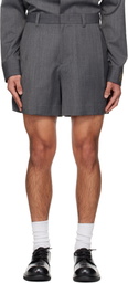 We11done Gray Wool Tucked Shorts