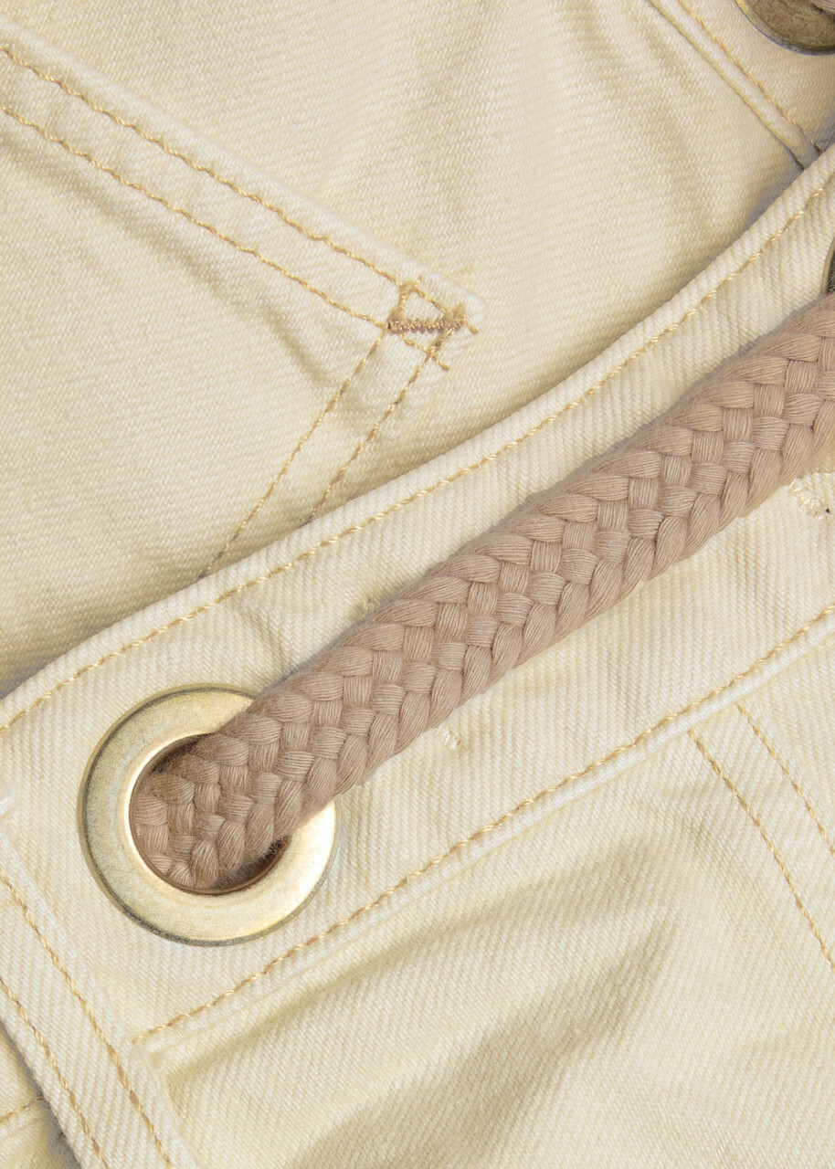 Free People Moxie Drawstring Denim Shorts Cream