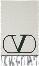 Valentino Garavani Green & Off-White VLogo Scarf