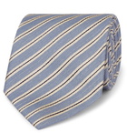 Brioni - 8cm Striped Silk and Linen-Blend Tie - Blue