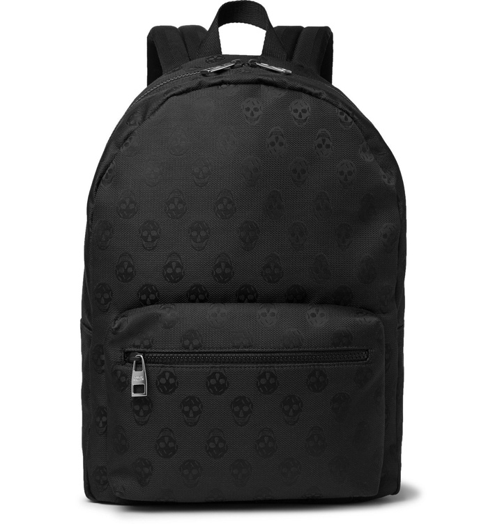 Photo: ALEXANDER MCQUEEN - Metropolitan Logo-Jacquard Leather-Trimmed Nylon Backpack - Black
