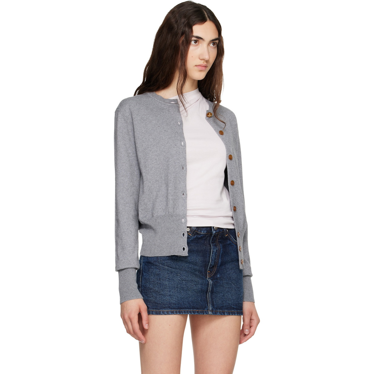Vivienne Westwood Gray Bea Cropped Cardigan