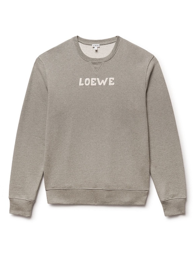 Photo: Loewe - Logo-Embroidered Cotton-Jersey Sweatshirt - Gray