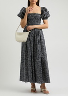 Matteau Floral-print Smocked Cotton Maxi Dress Navy