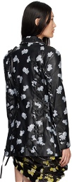 Yuhan Wang Black Floral Faux-Leather Jacket
