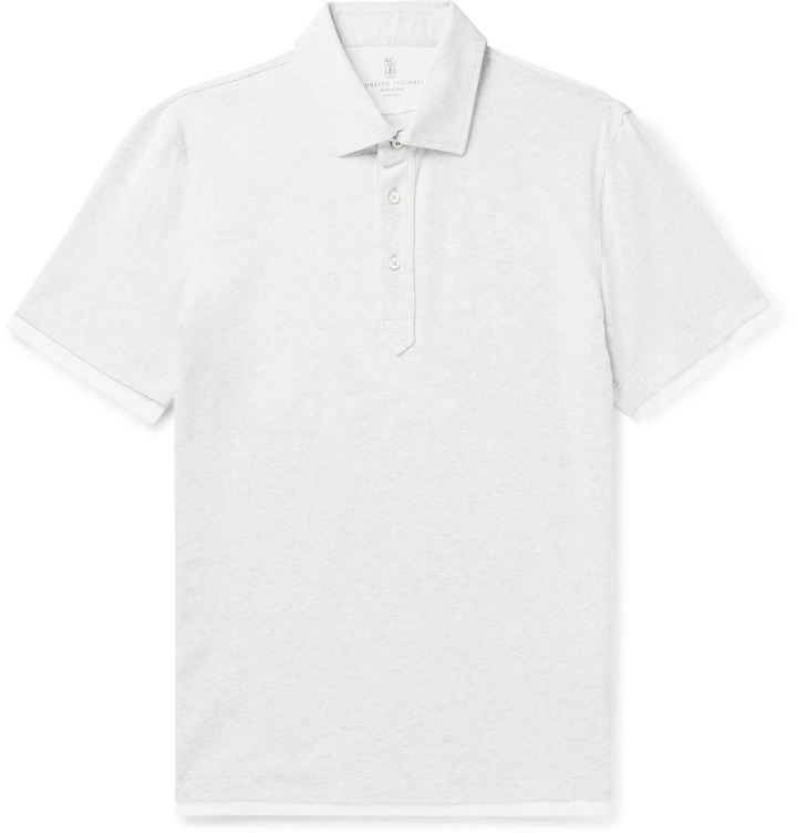 Photo: Brunello Cucinelli - Slim-Fit Layered Cotton-Jersey Polo Shirt - Gray