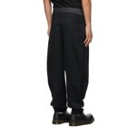 Feng Chen Wang Black and Navy Wool Double Waistband Trousers