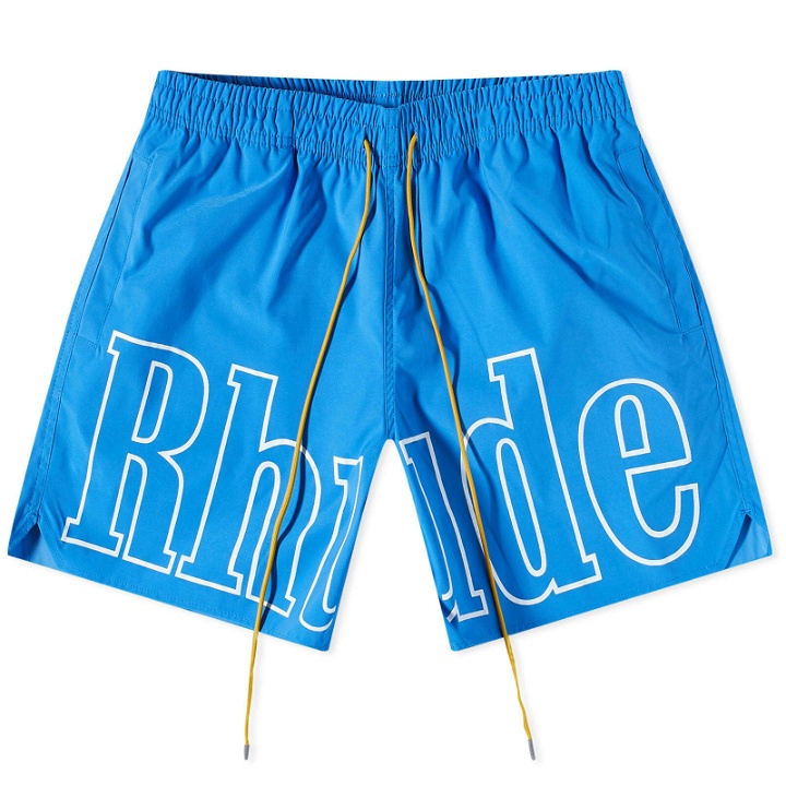 Photo: Rhude Men's Logo Swim Short in Blue