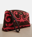 Valentino Garavani VLogo leather-trimmed terry pouch
