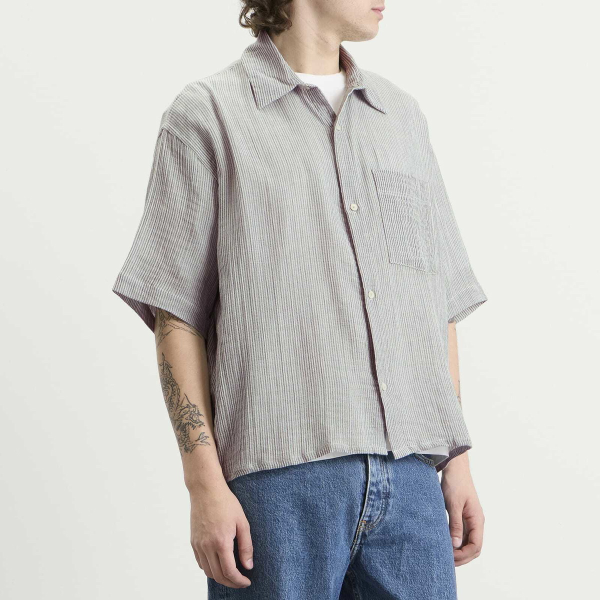 Won Hundred Men's Maza Short Sleeve Shirt in White Combi