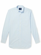 Drake's - Button-Down Collar Striped Cotton-Poplin Shirt - Blue