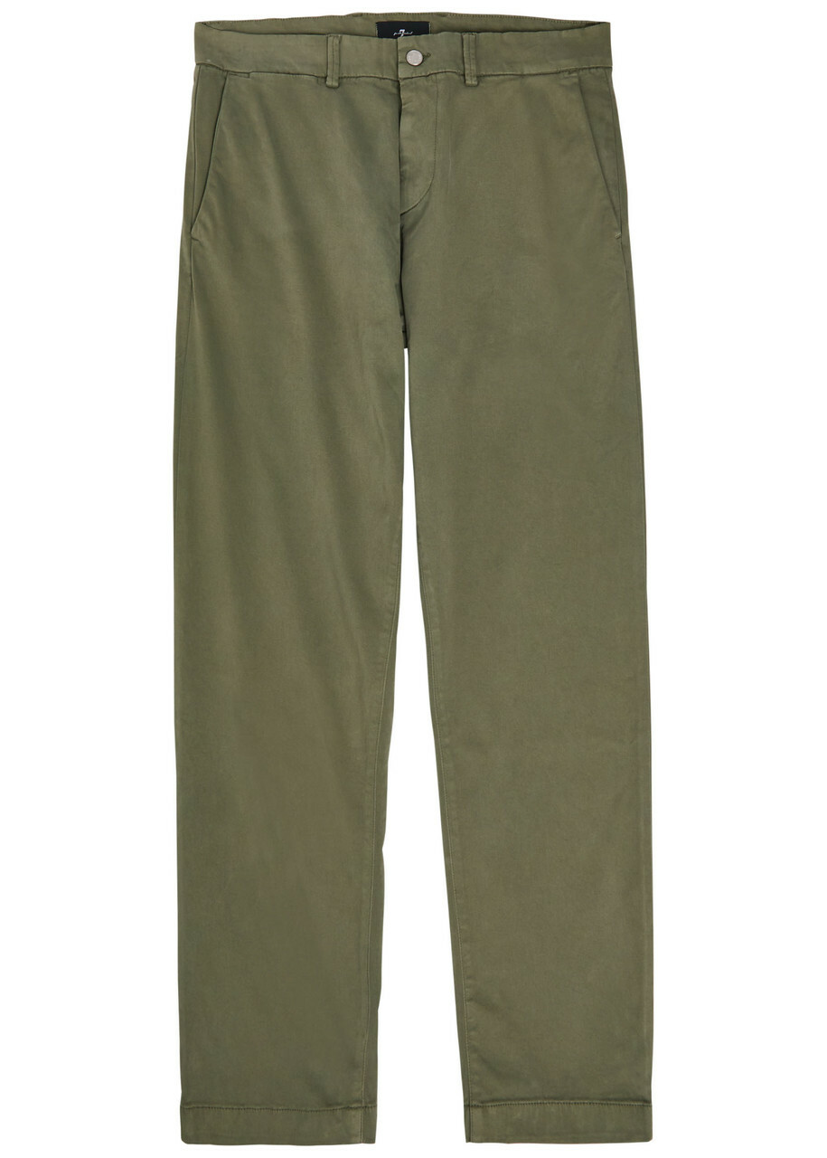 7 For All Mankind Straight-leg Cotton-blend Chinos Khaki