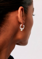 Missoma Button Pearl Rhodium-plated Hoop Earrings - Silver - One Size
