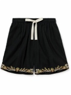 Kartik Research - Embellished Cotton Drawstring Shorts - Black