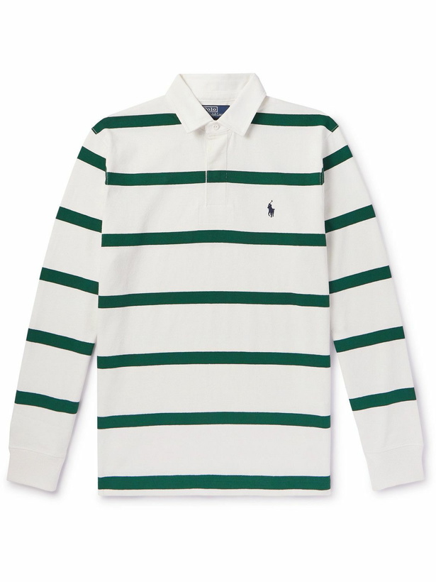 Photo: Polo Ralph Lauren - Wimbledon Logo-Embroidered Striped Cotton-Jersey Rugby Shirt - White