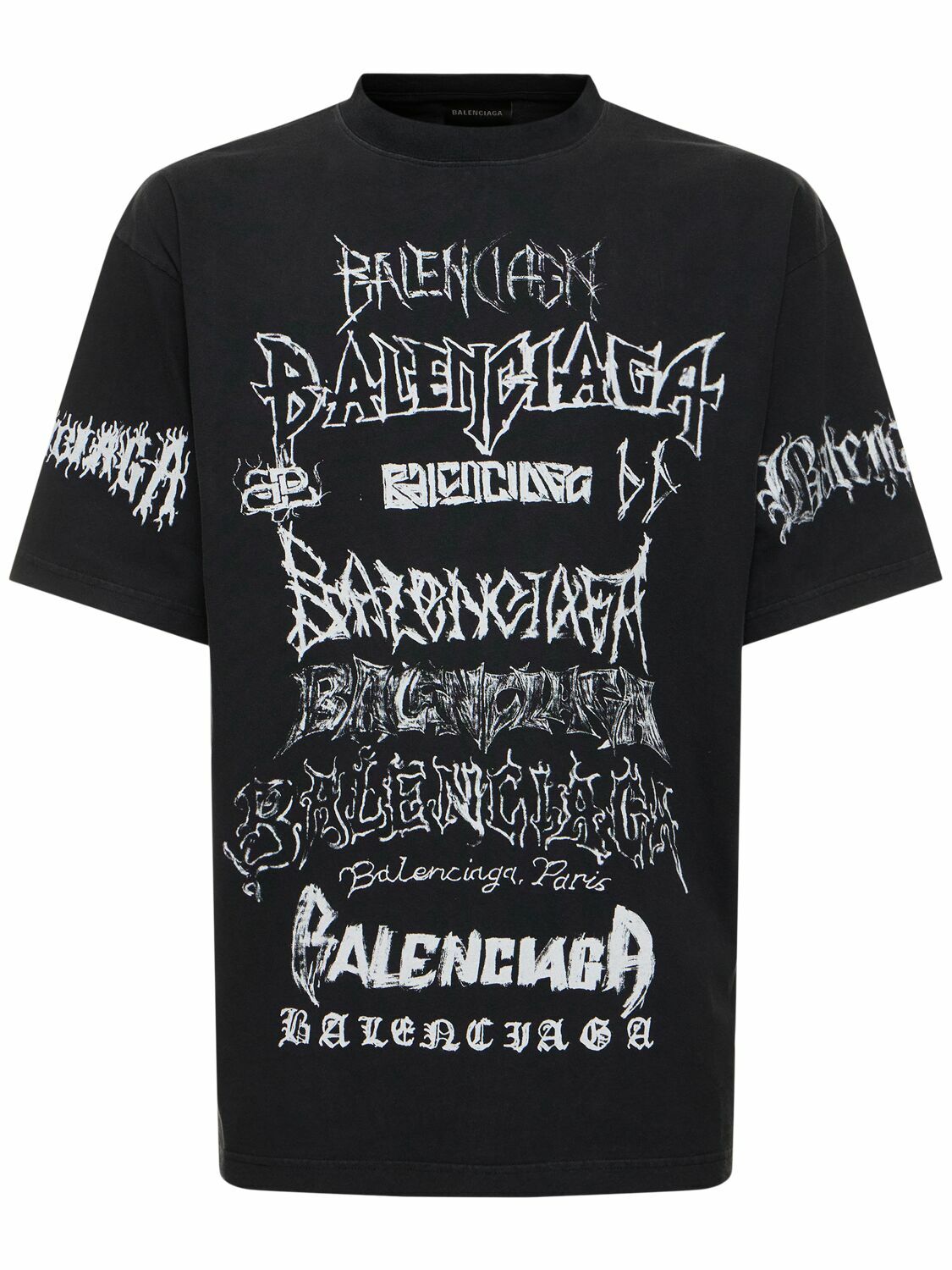 【関税・送料込】BALENCIAGA LNY コットンTシャツ BALENCIAGA - Lny Logo Print Cotton T-shirt Balenciaga
