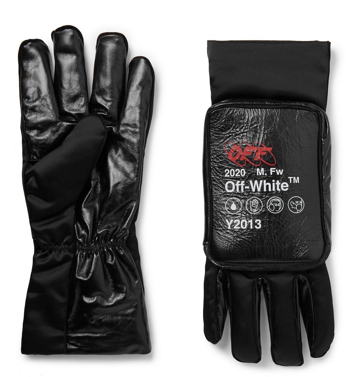 Photo: Off-White - Printed Nylon and Leather Gloves - Black