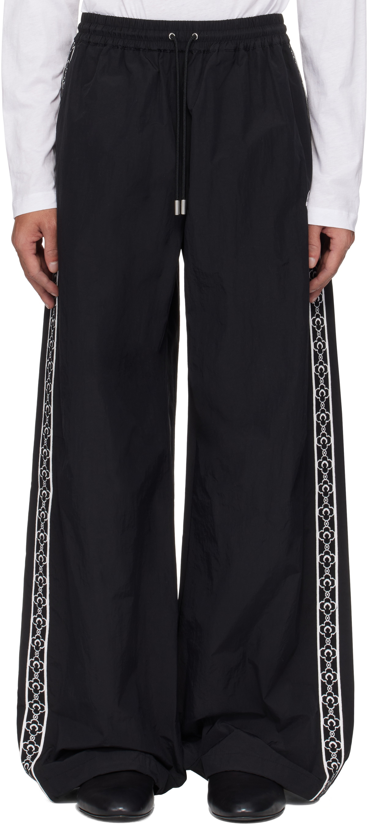 Marine Serre Black Recycled Nylon Track Sweatpants