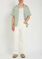 Les Deux Striped Cotton and Linen-blend Shirt Light Green