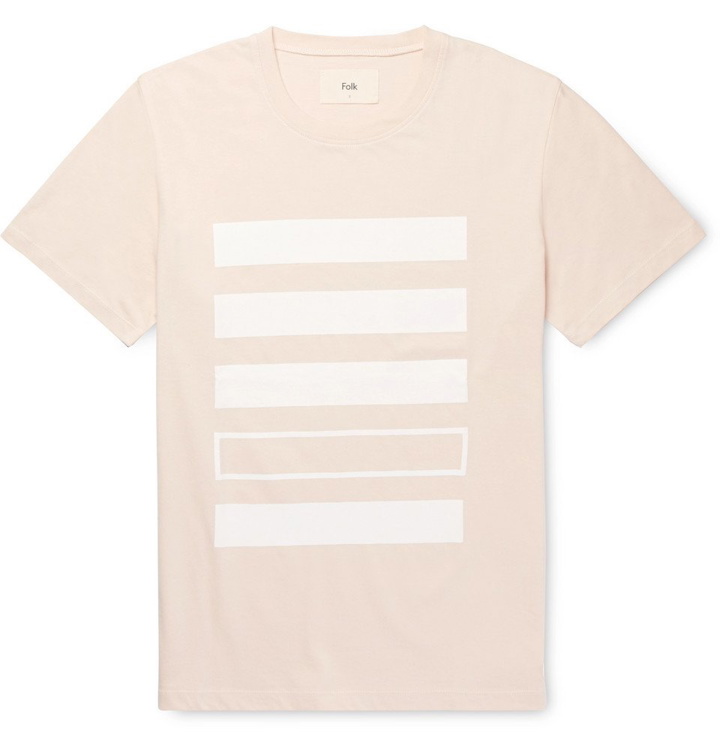 Photo: Folk - Slim-Fit Printed Cotton-Jersey T-Shirt - Men - Pink