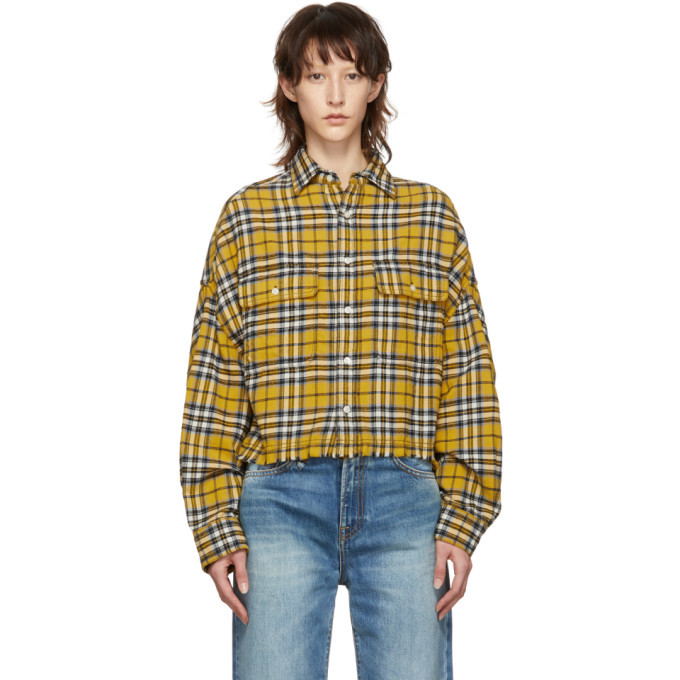 R13 Yellow Plaid Cropped Work Shirt R13