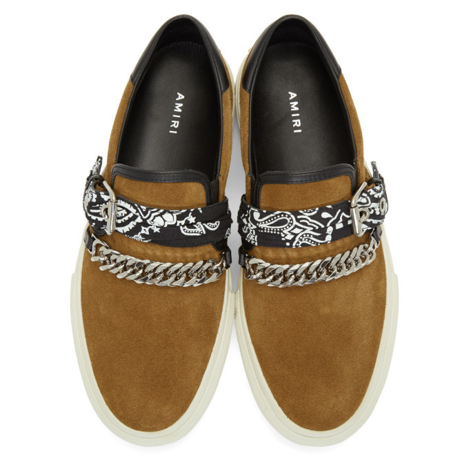 Amiri Brown Suede Bandana Sneakers Amiri