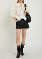 Isabel Marant Aecia Cut-out Denim Shorts Black