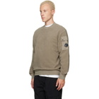 C.P. Company Taupe Crew Neck Brushed Emerized Diagonal Fleece Sweatshirt