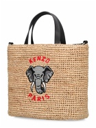 KENZO PARIS - Small Raffia & Leather Tote Bag