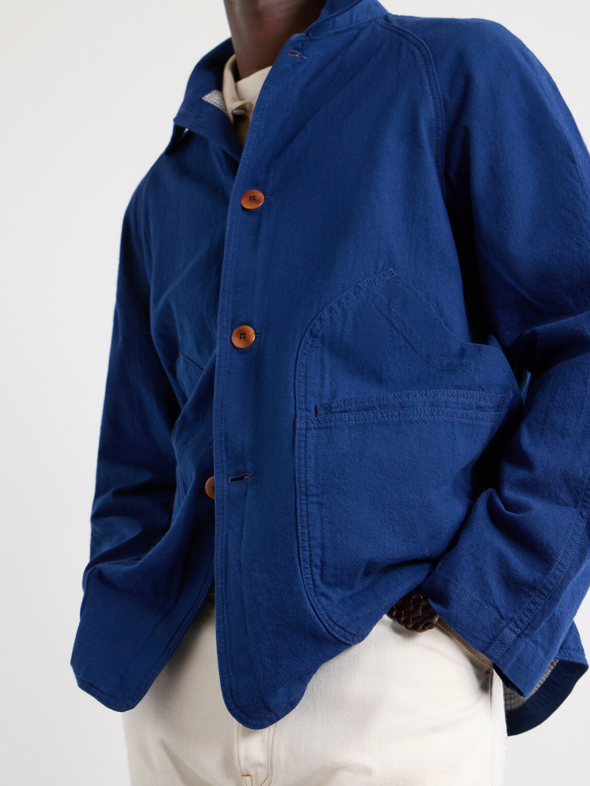 Drake's - Cotton and Linen-Blend Chore Jacket - Blue