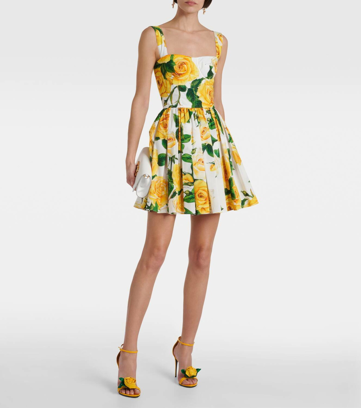 Dolce&Gabbana Floral pleated cotton minidress Dolce & Gabbana