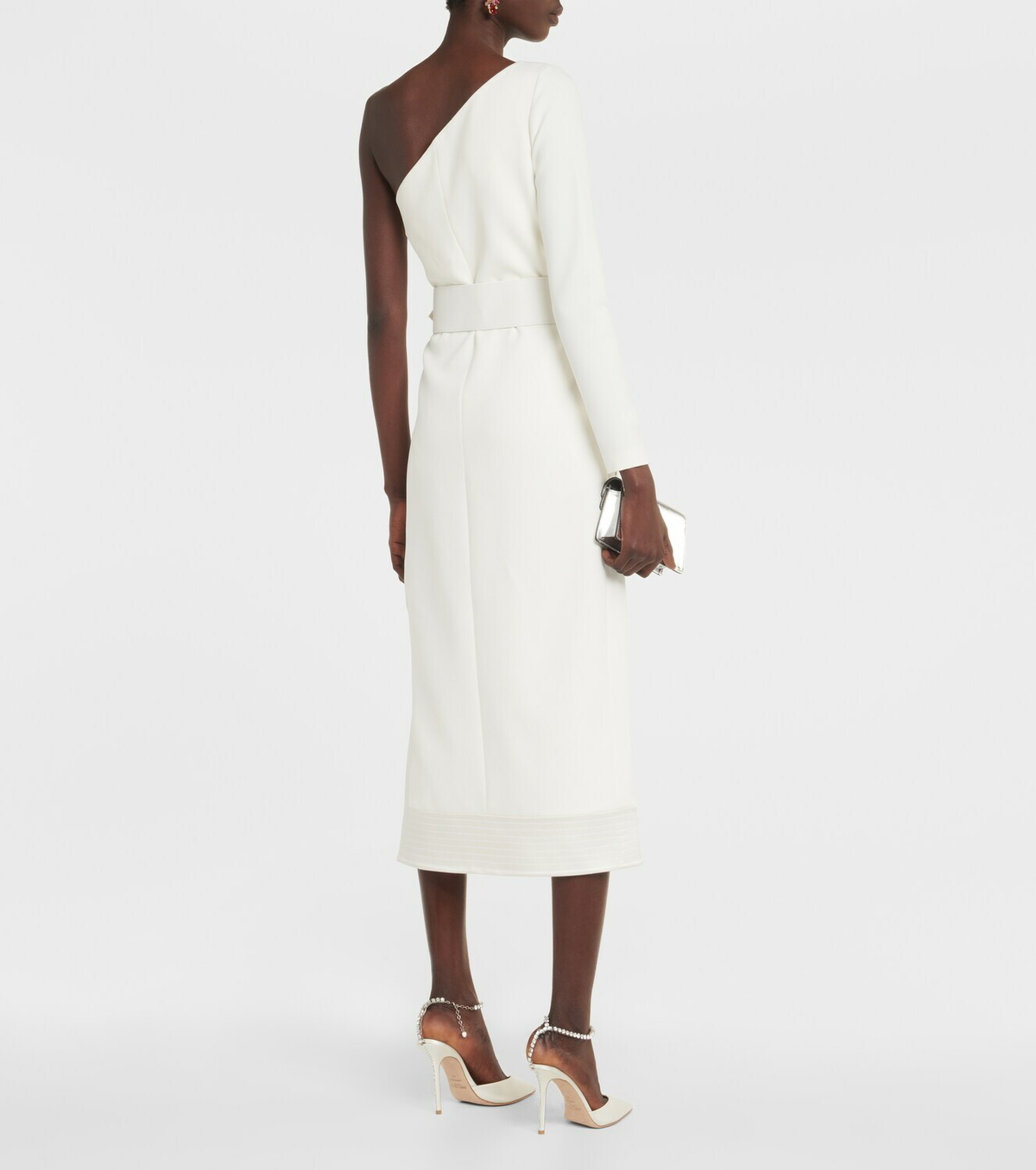 Safiyaa Asymmetrical crêpe midi dress Safiyaa
