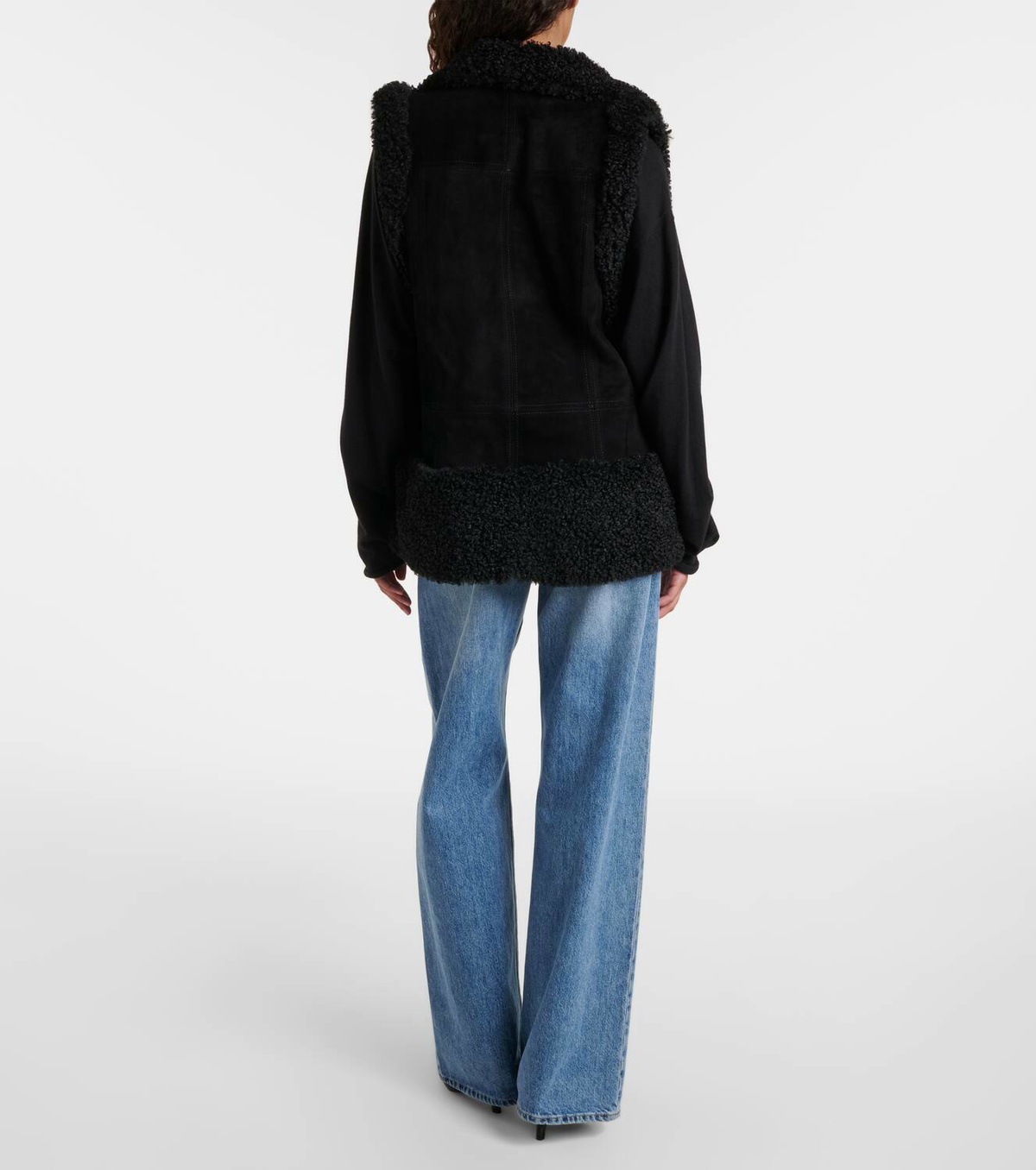 Johanna Ortiz Shearling-trimmed suede vest
