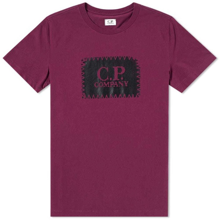 Photo: C.P. Company Stitch Block Logo Tee Burgundy