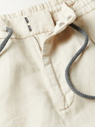 Brunello Cucinelli - Leisure Tapered Linen and Cotton-Blend Drawstring Trousers - Neutrals