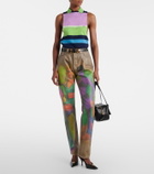Versace Striped cotton jersey tank top
