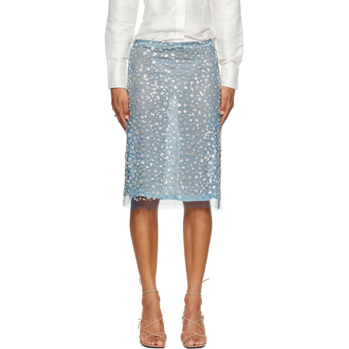 RESCHA SSENSE Exclusive Blue Galaxy Midi Skirt