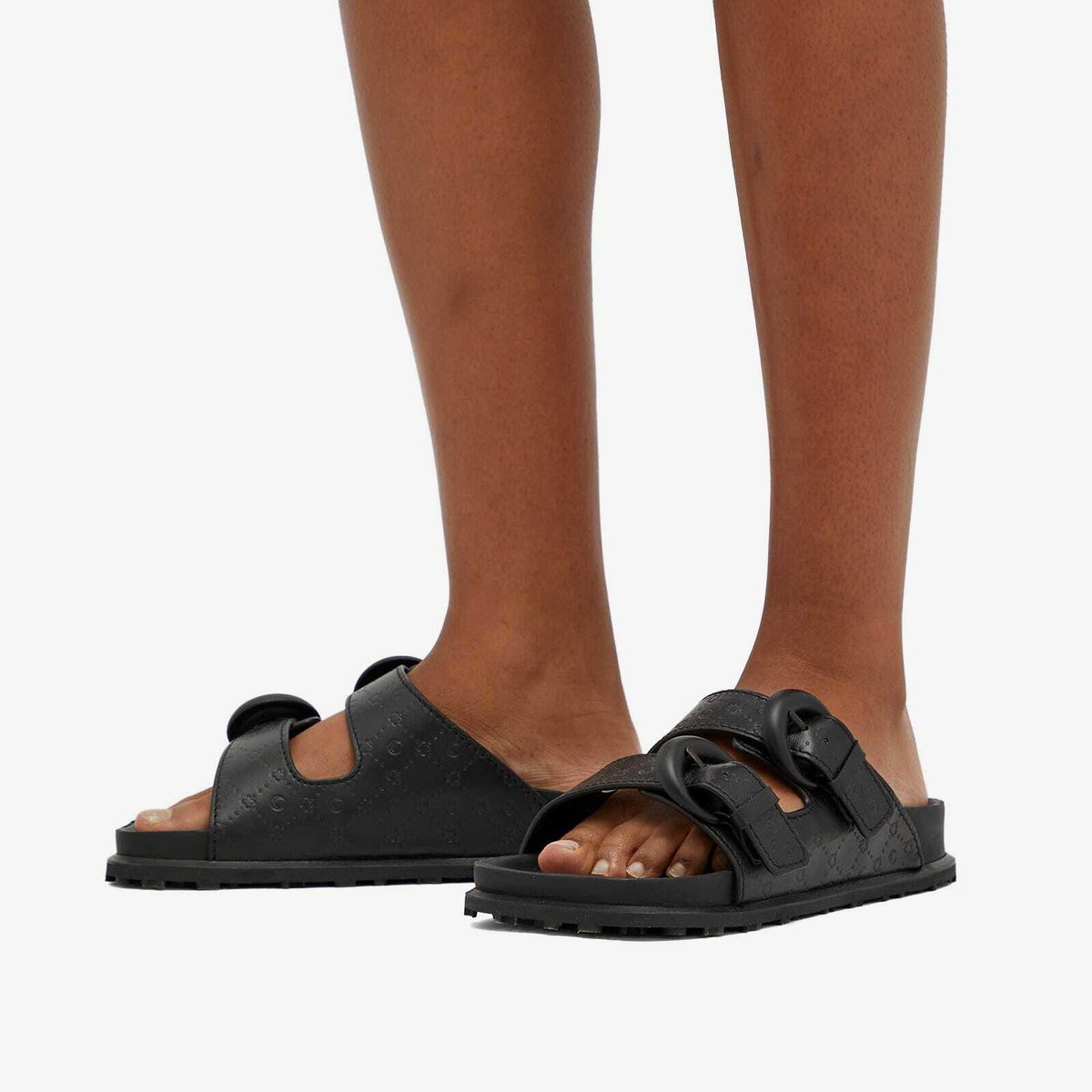 Marine Serre|SANDALS (WFW015 RLEA0010 BK99) Marine Serre Women's Embossed Leather Sandals in Black