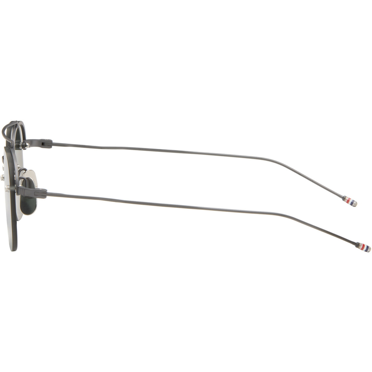 Thom Browne Gray Titanium Semi Rimless Pilot Sunglasses