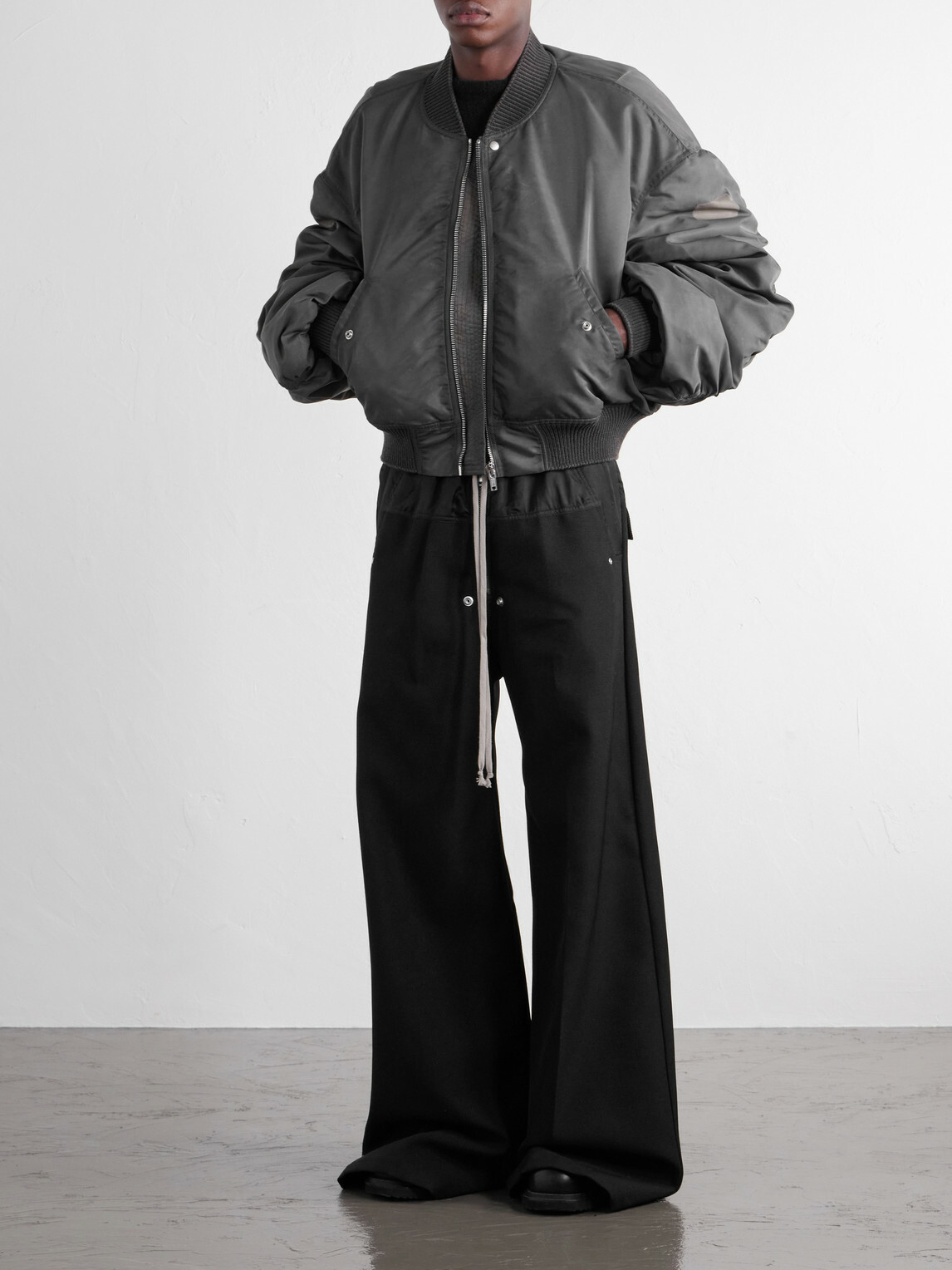 Rick Owens - Cropped Appliquéd Shell Bomber Jacket - Gray