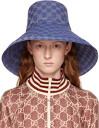 Gucci Blue GG Wide Brim Beach Hat