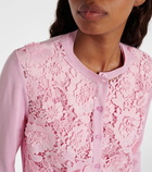 Oscar de la Renta Floral lace-trimmed silk-blend cardigan