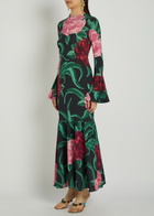 LA Double J Alba Floral-print Stretch-jersey Maxi Dress Black