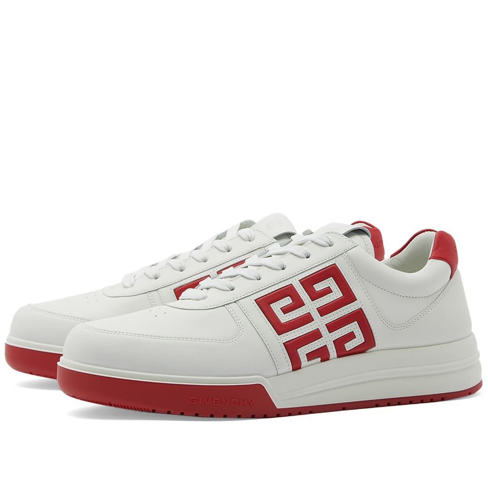 Givenchy Men's G4 Low Top Sneakers in White/Red Givenchy
