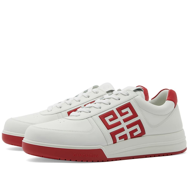 Photo: Givenchy Men's G4 Low Top Sneakers in White/Red
