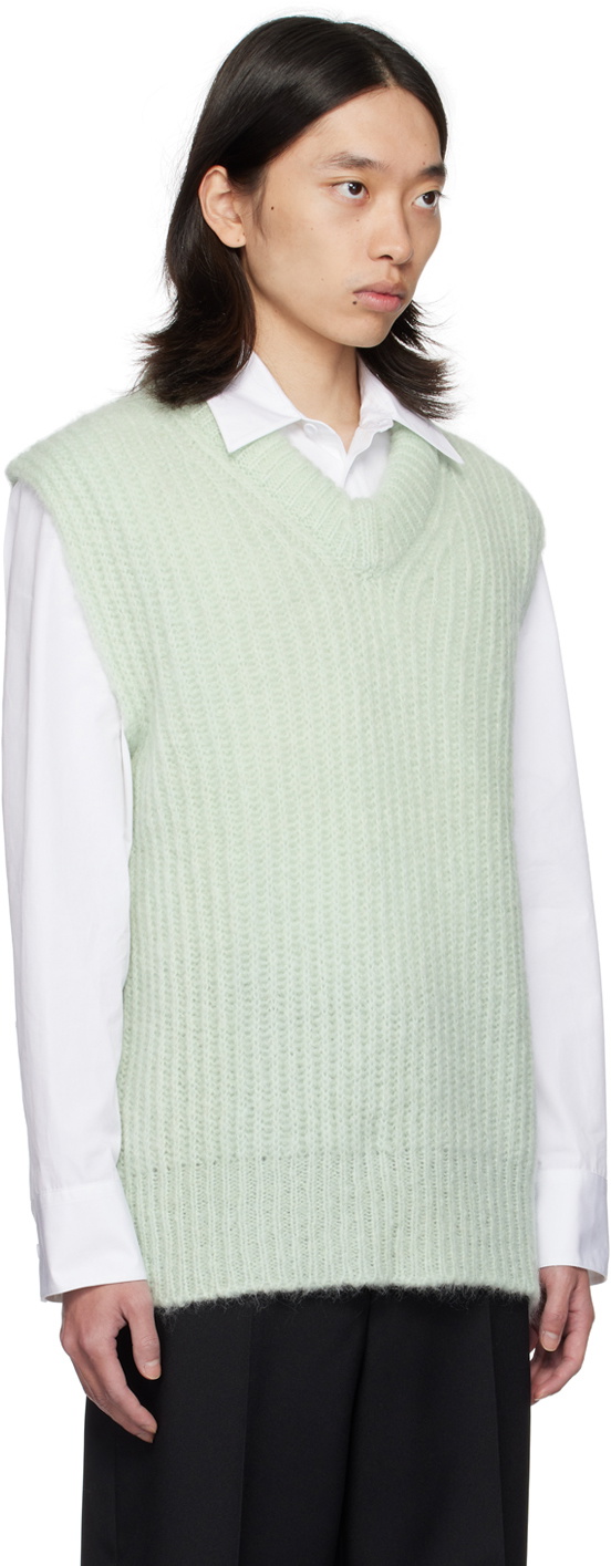 Jil Sander Green V-Neck Vest
