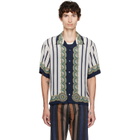 Versace Blue Printed Crêpe De Chine Silk Shirt