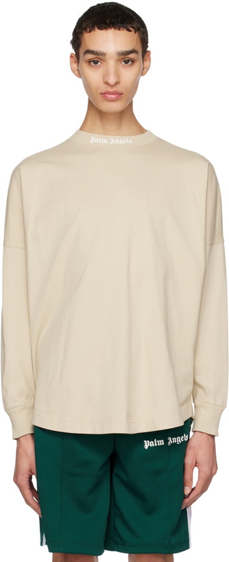 Photo: Palm Angels Beige Bonded Long Sleeve T-Shirt