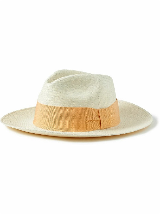 Photo: Frescobol Carioca - Rafael Grosgrain-Trimmed Straw Panama Hat - Neutrals
